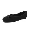 2026 Nuevos Zapatos Planos Negros de Mocasín con Lazo Grande de Comercio Exterior Transfronterizo Zapatos Planos Bajos Retro Franceses de Punta Cuadrada