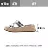 Sapatos Femininos Grape Mom com 6cm de Altura Aumentada, Solado Grosso, Sandálias de Cunha em H para Mulheres, Uso Externo de Verão, Sandálias de Alta Qualidade, Sandálias de Palha Trançada