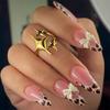 Uñas Portátiles para Otoño e Invierno, Populares en Europa y América, Uñas Almendradas, Uñas Postizas con Estampado de Leopardo para Otoño e Invierno, Uñas Postizas Portátiles de Alta Calidad