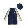 Roupa de Banho Infantil Masculina 2026 Roupas Infantis Novo Maiô Peça Única Roupa de Banho Infantil Maiô Masculino Bebê Manga Longa com Zíper