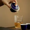 Moji Caja de Regalo Completa Juego de Té de Cerámica Juego de Té Kung Fu Hogar Color de Mineral Crudo Esmalte Tapa Azul Juego de Tazas