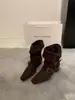 Botas curtas femininas estilo retrô francês com bico quadrado, uso em duas direções, novas botas western de salto grosso para o outono de 2026, botas finas de cano médio