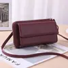 Bolso de Hombro para Mujer de Color Sólido en PU Bolso de Hombro Multitarjetas Bolso para Teléfono Móvil con Pantalla Táctil Bolso Multifuncional para Teléfono Móvil