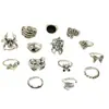 Anillo Punk Cara de Calavera Oscura Transfronterizo Europeo y Americano Conjunto de Anillos Exagerados Vintage Araña Carta de Póker