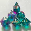Conjunto de 7 Dados Poliedros Coloridos Camaleão Nova Fonte Jogo de Mesa Dungeons & Dragons Jogo de Mesa Externo