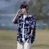 Camisa Floral de Manga Corta con Rayas Estampadas por Todas Partes, Elástica en Cuatro Direcciones, de Seda de Hielo para Hombre 2025 Estilo Hawaiano Camisa de Playa Vintage Ropa para Pareja