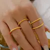 Anillo de acero inoxidable con cuentas redondas, nuevo, transfronterizo, de lujo, chapado en oro real de 18 quilates, joyería al por mayor, venta al por mayor