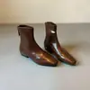 Botines de tacón grueso estilo popular con punta cuadrada 2026 Otoño/Invierno botas adelgazantes de tacón oculto botas cálidas de mujer retro francés