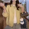 Chaqueta Corta Sencilla de Cuello Redondo Color Sólido Estilo Coreano para Mujer 2026 Primavera Nueva Casual Holgada Versátil Petite Chaqueta de Moda