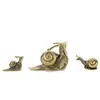 Antigo latão maciço puro caracol vaca girar Qiankun pet de chá ornamentos pequenos de mesa peso de papel coleção antiga alça