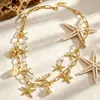 Collar de Capas con Conchas, Caracolas y Estrellas de Mar Transfronterizo Europeo y Americano Gargantilla Estilo Resort Bohemio de Playa Joyería para Mujer