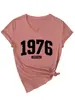 1976 Vintage Amazon Ebay Sitio Independiente Casual Cómodo Versátil Camiseta de Manga Corta con Cuello en V para Mujer Camiseta Base