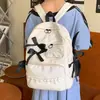 Mochila Linda con Lazo Estilo Japonés para Niñas, Adecuada para Estudiantes de Secundaria y Preparatoria, Color Sólido, Mochila de Gran Capacidad