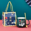 Conjunto de presente de caneca de cerâmica do Mark, copo de água com alta estética, copo promocional com logotipo impresso e gravado, pequeno presente prático atacado