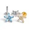 Pendientes de Titanio F136 con Cinco Puntas Completamente Diamantados de Circonita Estrella G23 Aleación de Titanio Joyería para Perforaciones Clavo de Hueso del Oído Clavo Coclear