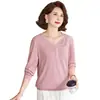 Camiseta básica de manga larga para otoño temprano para madres, camiseta de manga larga 2026, elegante camiseta básica de manga larga para mujeres de mediana edad de primavera y otoño