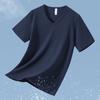 Playera Modal de Manga Corta para Hombre de Secado Rápido, Seda de Hielo Fresca, Top de Cuello en V Fresco, Antibacterial, Antiácaros, Camiseta Básica de Verano de Media Manga