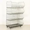 Estante de Exhibición Metálico de Cuatro Niveles Haote para Supermercado Estante de Panadería para Tienda de Conveniencia Estante de Exhibición con Cesta Inclinada para Snacks Venta al por Mayor