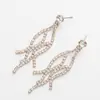 Brincos europeus e americanos joias comércio exterior brincos de noiva exagerados brincos de franja de strass brincos longos E349