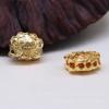 Tocado de joyería DIY, oro de 24 quilates que conserva el color, cuentas de loto talladas tridimensionales, pulsera tallada, accesorios para collar B663