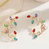 Novos Brincos Coloridos de Flor Dopamina, Presilhas de Osso da Orelha, Brincos de Peça Única, Design Único, Brincos Exagerados de Luxo