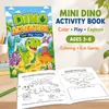 Livro de Atividades para Colorir Dinossauro Infantil Transfronteiriço para Idades 3-6, Jogo Educacional em Inglês Livro de Desenho com Costura em Sela, Multitemático