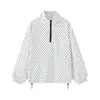 Para Comercio Exterior Europeo y Americano Transfronterizo Ropa de Mujer Aliexpress Más Vendido Verano Simple Lunares Cuello Alto Media Cremallera Chaqueta de Manga Larga