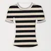 Tejido de punto de algodón personalizado con patrón de rayas, adecuado para camisetas y camisetas interiores de moda de primavera y verano; tejido elástico, transpirable y apto para la piel