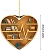23 Novas Decorações de Natal Amantes de Livros Coração Decorações de Bibliotecário Penduricalhos para Carro Decorações para Casa