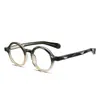 Armazón de Gafas Redondo Estilo Japonés Retro Degradado Sin Graduación para Hombres y Mujeres 8664 Acetato Imitación Patrón de Ola Armazón para Gafas de Miopía Anti-Luz Azul