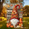 Bandera de jardín de otoño más vendida transfronteriza, pancarta temática de gnomo de calabaza de Acción de Gracias, decoración de jardín con ambiente otoñal