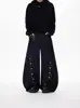 Calça Jeans Botão Tendência Estilo Americano para Homens e Mulheres, Cleanfit Solta Casual Cool Wide-Leg