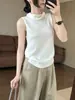 Chaleco de Punto con Cuello Alto para Mujer 2026 Otoño Nuevo Estilo Coreano Ropa Exterior Casual Ajustado Prenda Interior Top sin Mangas