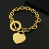 [04] Joyería de moda europea y americana corazón círculo hebilla OT pulsera gruesa acero de titanio oro rosa pulsera de corazón plata