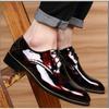 Zapatos Martin de estilo británico de punta redonda negros, zapatos de cuero retro de charol de corte bajo para jóvenes a la moda