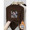 Camiseta Feminina Outono/Inverno Gola Meia-Alta Manga Longa Estilo Coreano Infantil Plush Camada Base Top Roupa Infantil Primavera/Outono Roupa de Baixo Tendência