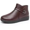 Zapatos de Mamá, Zapatos de Algodón de Invierno, Zapatos para Mujeres de Mediana Edad, Botas de Nieve con Terciopelo para Heattech, Botines Antideslizantes para Personas de Mediana Edad y Mayores, Zapatos de Cuero con Suela Blanda