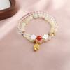 Nueva pulsera china con topacio aguamarina y colgante del zodiaco de la serpiente, pulsera de cristal rosa, doble círculo, pequeña, fresca y a la moda, combina con todo.