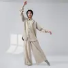 Novo Conjunto de Camisa Solta Bordada com Folhas de Bambu Estilo Nacional Unissex Chinês, Uso Diário para Dançarinos, Roupa de Treino