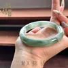 Pulseira de Seda Dourada Jade Verde Tianshan Jade Kunlun Larga Média Pulseira de Seda Dourada Cera Branca Pulseira Cor de Jade Jade do Deserto Gobi Atacado