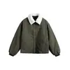 Chaqueta de Lana de Cordero con Solapa, Chaqueta tipo Pan, para Hombre, Invierno Cálido, Algodón, Chaqueta de Trabajo Retro My95409