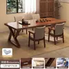 Mesa de Té Estilo Chino para Uso Doméstico, Núcleo de Madera Maciza, Mesa de Té Simple para Oficina, Juego de una Mesa y Cinco Sillas, Mesa de Té Grande para Balcón