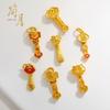 Colgante Jianyuesha Oro Ruyi Esmalte Goteado Bendición Nube Auspiciosa con Agujero Codo Pulsera Collar Joyería Accesorios DIY
