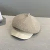 Boina de jornal para mulheres, boina de tricô para outono e inverno, elegante, faz o rosto parecer menor, chapéu de pintor, moderno, estiloso, boina amassada com bico de pato