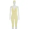 2026 Nuevo Mono Amarillo de Estilo Europeo y Americano con Cuello Halter para Mujer, Nuevo Conjunto de Moda Casual Sexy Ajustado para Verano