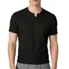 Camiseta masculina europeia e americana, exportação transfronteiriça, gola V pequena, cor sólida, versátil, casual, esportiva, elástica, secagem rápida, manga curta