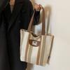 Bolso Tote de Moda al Por Mayor Casual de Lona con Combinación de Colores en Contraste Bolso de Hombro Casual para Mujer Nuevo 2025 Bolso de Mano Moderno
