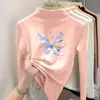 Camiseta térmica de manga larga para niña con forro polar, nuevo estilo otoño/invierno 2026, para niñas mayores y jóvenes, camiseta con cuello semi-alto