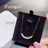 Colar pequeno com dente em V e diamantes de cristal, colar feminino simples, leve e luxuoso, prateado e branco, design elegante, ajustável, para mulheres