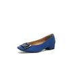 Sapatos Quadrados com Fivela Estampa de Leopardo Estilo Coreano 2026 Primavera/Verão Novos Couro Genuíno Camurça Bico Redondo Boca Rasa Versáteis Sapatos Femininos com Salto Bloco Baixo